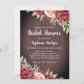 Rustikales Burgund Rose Blumenkohl Brautparty Einladung (Vorderseite)