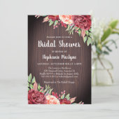 Rustikales Burgund Rose Blumenkohl Brautparty Einladung (Stehend Vorderseite)