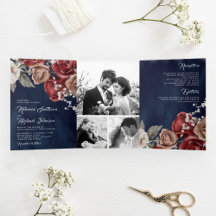 Rustikales Burgund Rote Rosen Navy Blue Foto Hochz