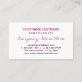 Rustikales Burgund Roter Wein Rings Visitenkarte (Vorderseite)