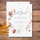 Rustikales Burgund & Rust Herbstlaubs Bridal Brunc Einladung