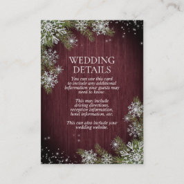 Rustikales Burgund Silver Winter Wald Details Begleitkarte