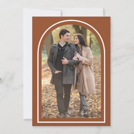 Rustikales Burgund Terracotta Foto für Hochzeiten Save The Date (Rückseite)