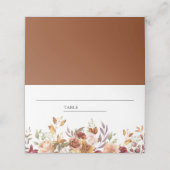 Rustikales Burgund Terracotta Hochzeit Platzkarte (Außenseite Aufgefaltet)