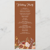 Rustikales Burgund Terracotta Hochzeit Programm (Rückseite)