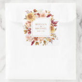 Rustikales Burgund Terracotta Hochzeit Quadratischer Aufkleber (Tasche)