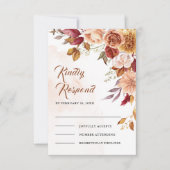 Rustikales Burgund Terracotta Hochzeit RSVP Karte (Vorderseite)