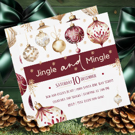 Rustikales Burgund und Elfenbein Jingle und Mingle Feiertagskarte