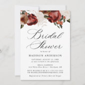 Rustikales Burgund und Elfenbeinküste Rose Brautpa Einladung (Vorderseite)