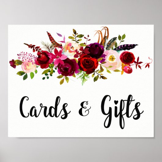 Rustikales Burgund-Wasser-Hochzeitsszeichen Poster (Vorne)