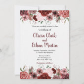 Rustikales Burgund Wasserfarben Einladung (Vorderseite)