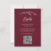 Rustikales Burgund Wildblume QR Code Online-Hochze RSVP Karte (Vorderseite)