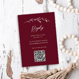 Rustikales Burgund Wildblume QR Code Online-Hochze RSVP Karte