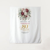 Rustikales Burgunder 80. Geburtstagsbanner Wandteppich (Vorderseite)
