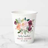 Rustikales Burgunder Blush Fall Brautparty Pappbecher (Rückseite)