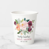 Rustikales Burgunder Blush Fall Brautparty Pappbecher (Vorderseite)