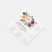 Rustikales Burgunder Blush Fall Brautparty Serviette (Ecke)