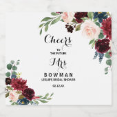 Rustikales Burgunder Brautparty Weinkeller und Wei Schaumweinetikett (Einzelnes Label)