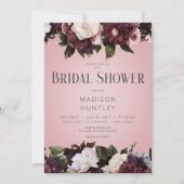Rustikales Burgunder Cream & Pink Brautparty Einladung (Vorderseite)