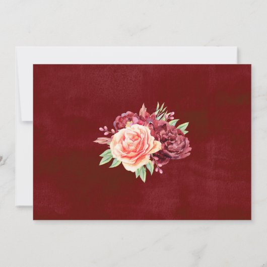 Rustikales Burgunder Foto Hochzeit der Wasserfarbe Dankeskarte (Rückseite)