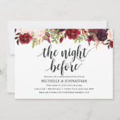 Rustikales Burgunder Hochzeitsessen Probe einladen Einladung (Vorderseite)