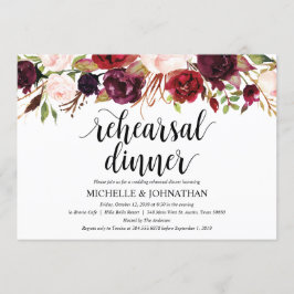 Rustikales Burgunder Hochzeitsessen Probe lädt ein Einladung