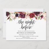 Rustikales Burgunder Hochzeitsessen Probe lädt ein Einladung (Vorderseite)