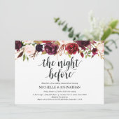 Rustikales Burgunder Hochzeitsessen Probe lädt ein Einladung (Stehend Vorderseite)