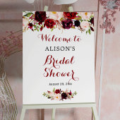 Rustikales Burgunder Rotes Brautparty Zeichen Poster