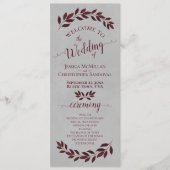 Rustikales Burgunder Wasserfarbe Blätter auf der g Programm (Vorderseite)