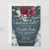 Rustikales burgundisches Party Einladung (Vorderseite)