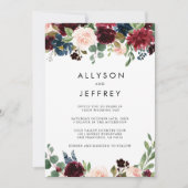 Rustikales Burgundy Back & Front Formal Wedding Einladung (Vorderseite)