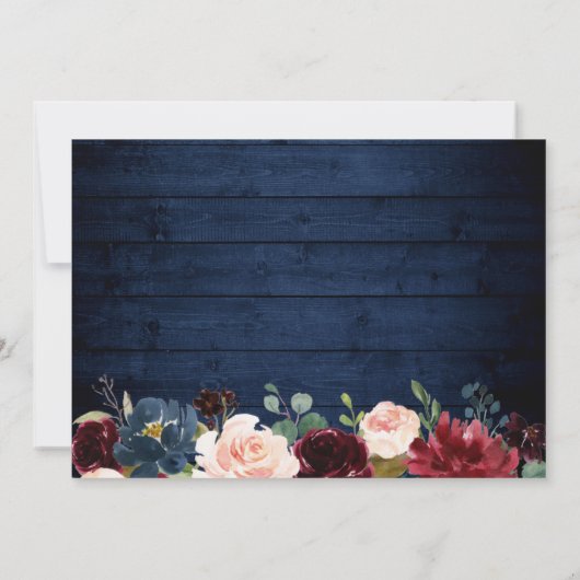 Rustikales Burgundy Blue String Lights Wedding Fot Save The Date (Rückseite)