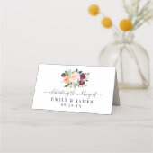 Rustikales Burgundy Blush Fall Floral Wedgram Platzkarte (Rückseite)