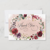 Rustikales Burgundy & Blush Pink Roses Wedding Dankeskarte (Vorderseite)
