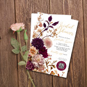 Rustikales Burgundy & Blush Wildblume Brautparty Einladung