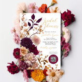 Rustikales Burgundy & Blush Wildblume Brautparty Einladung