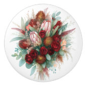 Rustikales Burgundy Botanical Bouquet Artistic Keramikknauf (Vorderseite)
