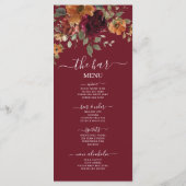 Rustikales burgundy Burnt Orange Blumenmenü Programm (Rückseite)