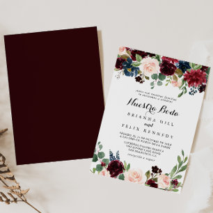 Rustikales Burgundy Calligraphy Nuestra Boda Weddi Einladung