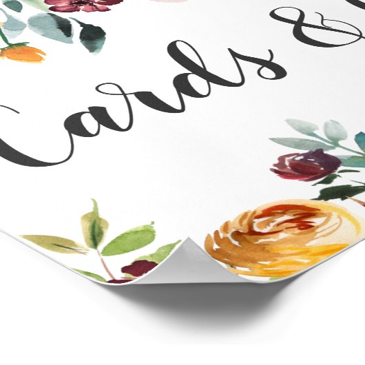 Rustikales Burgundy Fall Blumenzettel Poster (Ecke)