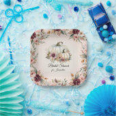 Rustikales Burgundy Fall Floral Pumpkin Brautparty Pappteller (Party)