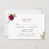 Rustikales Burgundy Floral Antlers UAWG entwahl RSVP Karte (Rückseite)