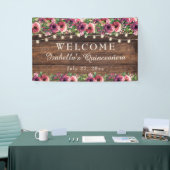 Rustikales Burgundy Floral Quinceañera Willkommen Banner (Messeveranstaltung)