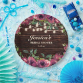 Rustikales Burgundy Floral String Lights Brautpart Pappteller (Party)