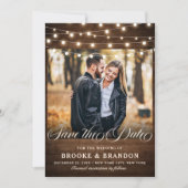 Rustikales Burgundy Floral String Lights Mason Jar Save The Date (Vorderseite)