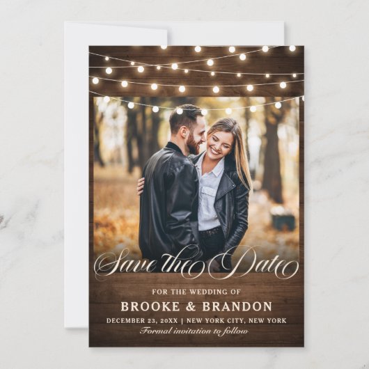 Rustikales Burgundy Floral String Lights Mason Jar Save The Date (Vorderseite)