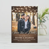 Rustikales Burgundy Floral String Lights Mason Jar Save The Date (Stehend Vorderseite)