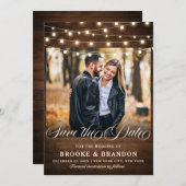 Rustikales Burgundy Floral String Lights Mason Jar Save The Date (Vorne/Hinten)