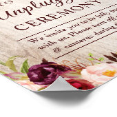 Rustikales Burgundy Floral Unplugged Wedding Zerem Poster (Ecke)